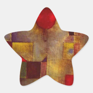 Paul Klee Röd Ballong Abstrakt Färgrik Konst Stjärnformat Klistermärke