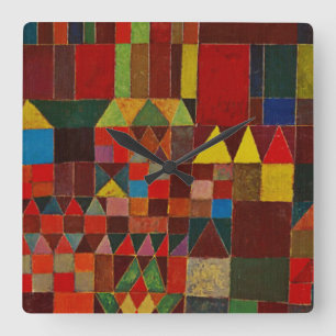 Paul Klee slott och sol Fyrkantig Klocka