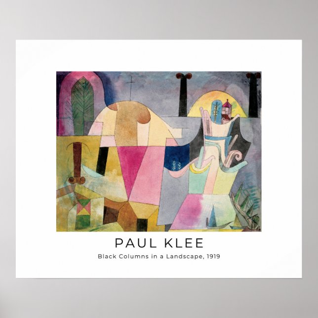 Paul Klee, svarta kolumner i ett liggande - fin ko Poster (Framsidan)