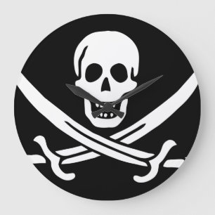 Paul McGehee "Calico Jack'Pirat Flagga" Clock Stor Klocka