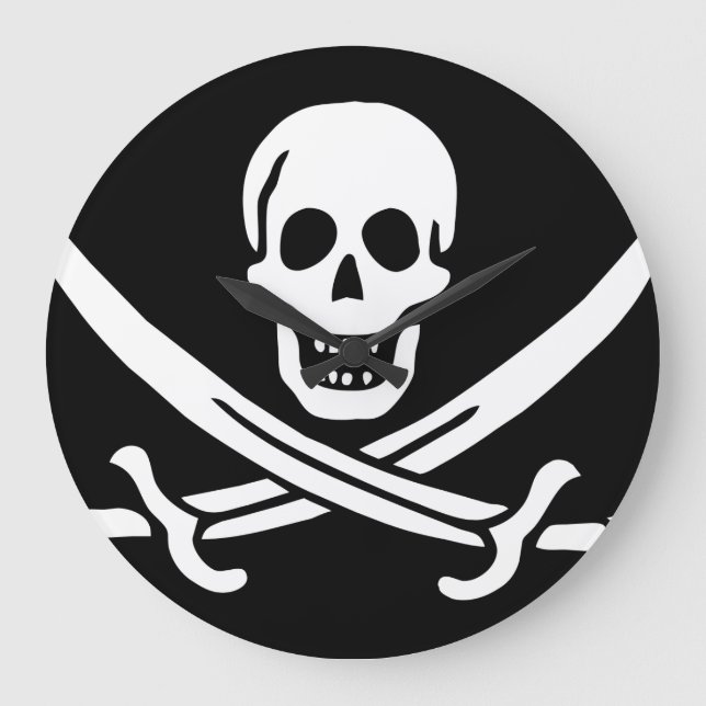 Paul McGehee "Calico Jack'Pirat Flagga" Clock Stor Klocka (Framsida)