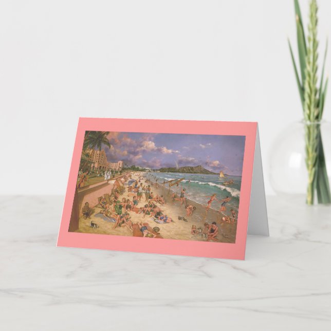 Paul McGehee "The Beach at Waikiki", julkort Helgkort (Framsida)