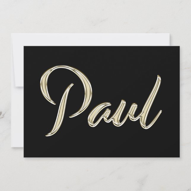 Paul Name white gold Handwriting Karte Kort (Framsida)