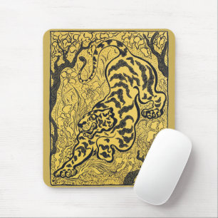 Paul Ranson Vintage Art Nouveau Gul Tigertryck Musmatta