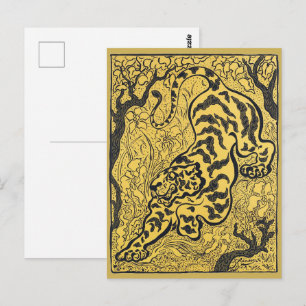 Paul Ranson Vintage Art Nouveau Gul Tigertryck Vykort