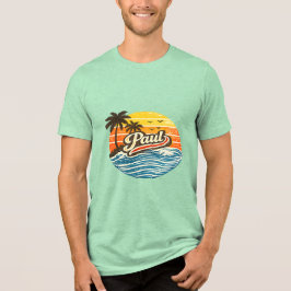 Paul Retro Solnedgång Namn Design T Shirt