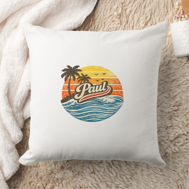 Paul Retro Sunset Name Design Kudde (Filt)