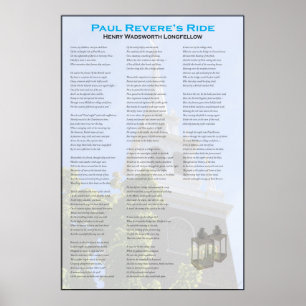 Paul Reveres midnatt ritt vid Longfellow Poster