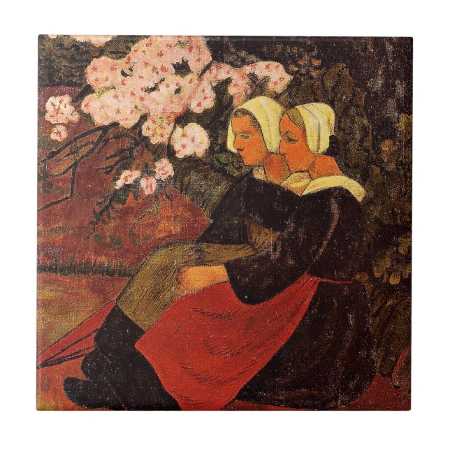 Paul Serusier, Två bretonska kvinnor, Kakelplatta (Framsidan)