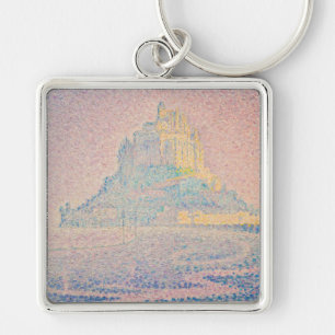 Paul Signac - berget Saint Michel Fog och Sol Fyrkantig Silverfärgad Nyckelring