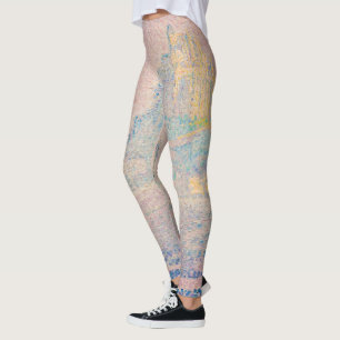 Paul Signac - berget Saint Michel Fog och Sol Leggings
