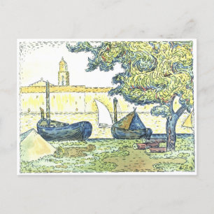 Paul Signac Boat Painting 1894 Postcard Vykort