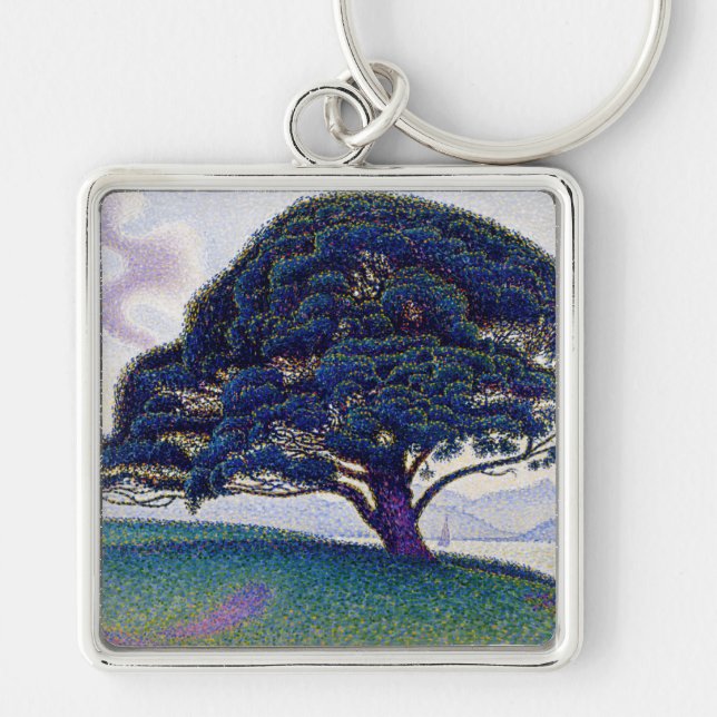 Paul Signac - Bonaventuretall Fyrkantig Silverfärgad Nyckelring (Framsidan)