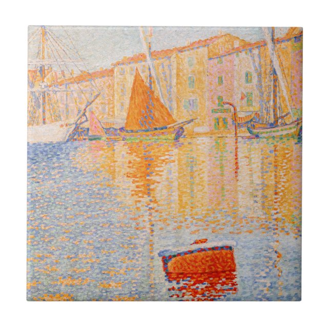 Paul Signac - Den röda bojen, Saint-Tropez Kakelplatta (Framsidan)