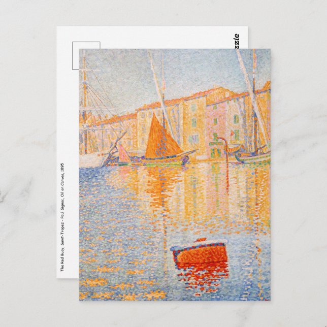 Paul Signac - Den röda bojen, Saint-Tropez Vykort (Fram/baksida)