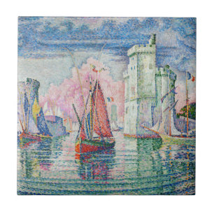 Paul Signac - Entrance of La Rochelle Harbor Kakelplatta