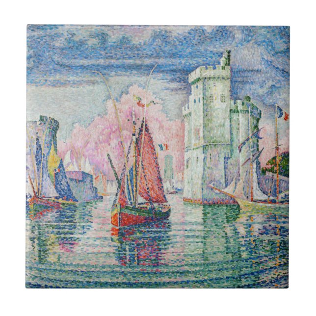 Paul Signac - Entrance of La Rochelle Harbor Kakelplatta (Framsidan)