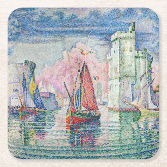 Paul Signac - Entrance of La Rochelle Harbor Underlägg Papper Kvadrat (Framsidan)