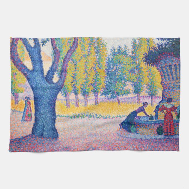 Paul Signac - Fontän des Lices, Saint-Tropez Kökshandduk (Horisontell)
