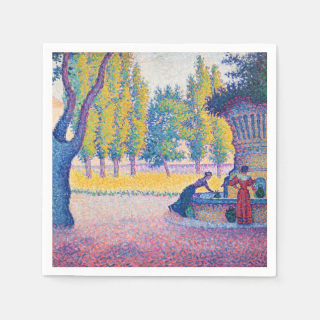 Paul Signac - Fontän des Lices, Saint-Tropez Pappersservett (Framsidan)