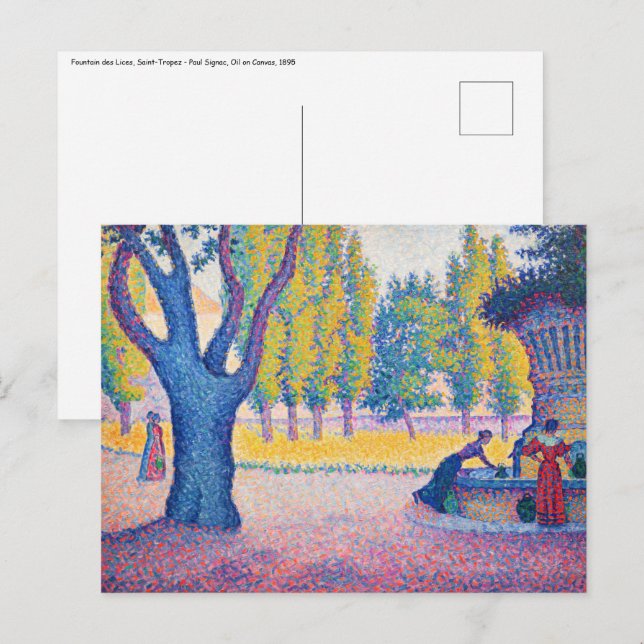 Paul Signac - Fontän des Lices, Saint-Tropez Vykort (Fram/baksida)
