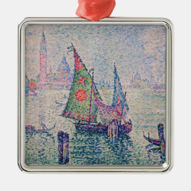 Paul Signac - Grönt Sail Julgransprydnad Metall (Framsidan)