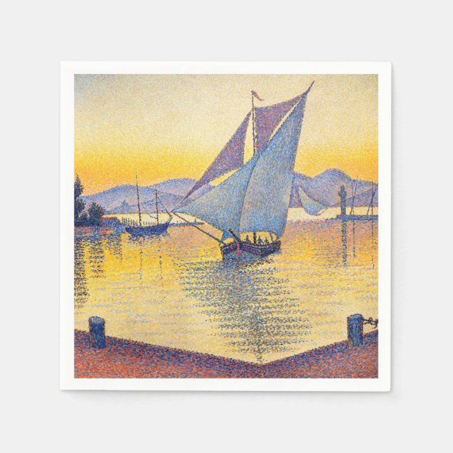Paul Signac - Hamnen vid solnedgång, Opus 236 Pappersservett (Framsidan)