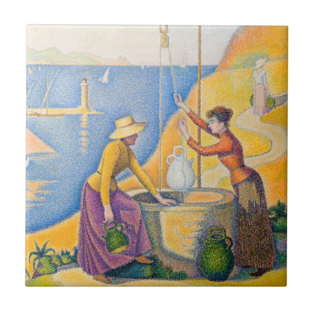 Paul Signac - Kvinnor i brunnen Kakelplatta (Framsidan)