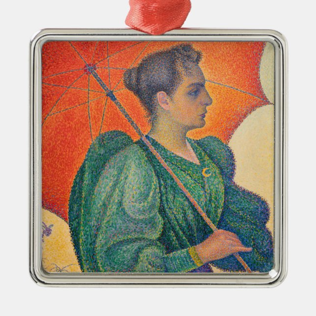 Paul Signac - Kvinnor med parasol Julgransprydnad Metall (Framsidan)