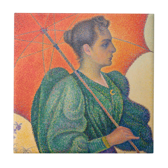 Paul Signac - Kvinnor med parasol Kakelplatta (Framsidan)