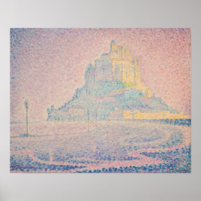 Paul Signac - Mont Saint Michel Dimma och Sol Poster (Framsidan)