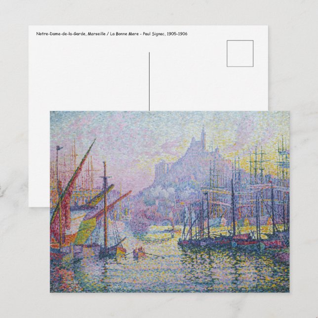 Paul Signac - Notre-Dame-de-la-Garde, Marseille Vykort (Fram/baksida)