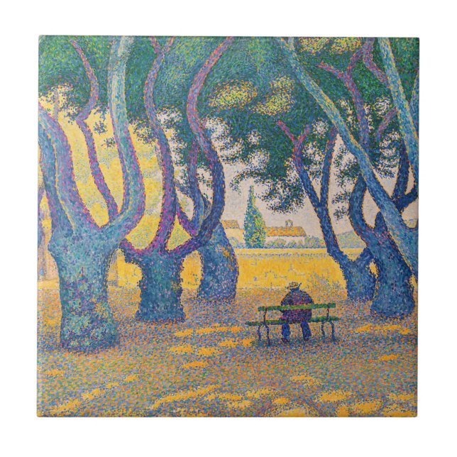 Paul Signac - Place des Lices, Saint-Tropez Kakelplatta (Framsidan)