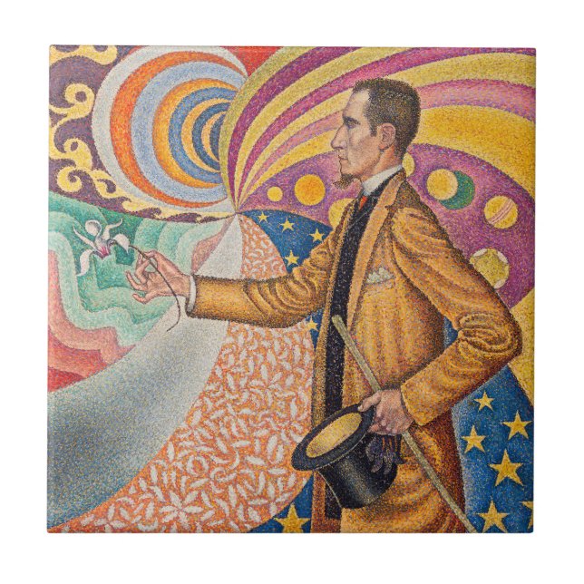 Paul Signac - Porträtt från Felix Feneon, Opus 217 Kakelplatta (Framsidan)