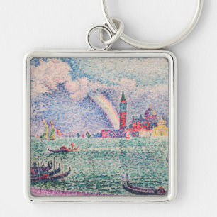 Paul Signac - Rainbow, Venedig Fyrkantig Silverfärgad Nyckelring