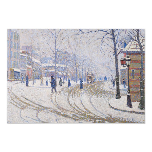 Paul Signac - Snö, Boulevard de Clichy, Paris Fototryck (Framsidan)