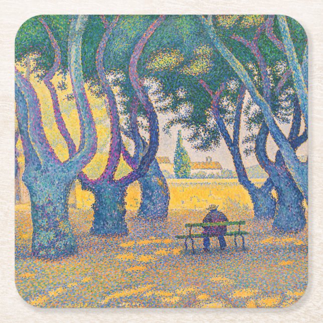 Paul Signac - Ställe des Lices, Saint-Tropez Underlägg Papper Kvadrat (Framsidan)
