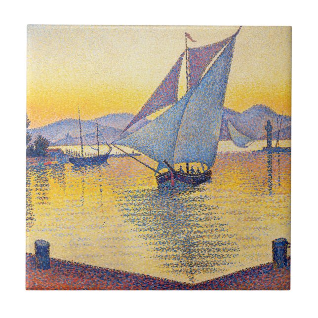 Paul Signac - The Port at Sunset, Opus 236 Kakelplatta (Framsidan)