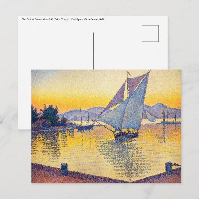 Paul Signac - The Port at Sunset, Opus 236 Vykort (Fram/baksida)