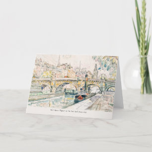 Paul Signac-Tugboat i Paris Blank Card Tack Kort