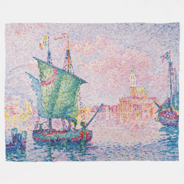 Paul Signac - Venedig, Rosa Cloud Fleecefilt (Framsidan (Horisontell))