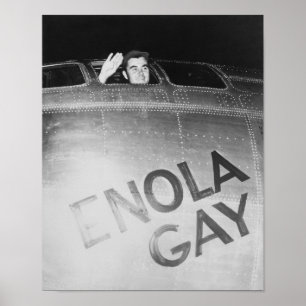 Paul Tibbets i den Enola bögbombplanen -- WW2 Poster