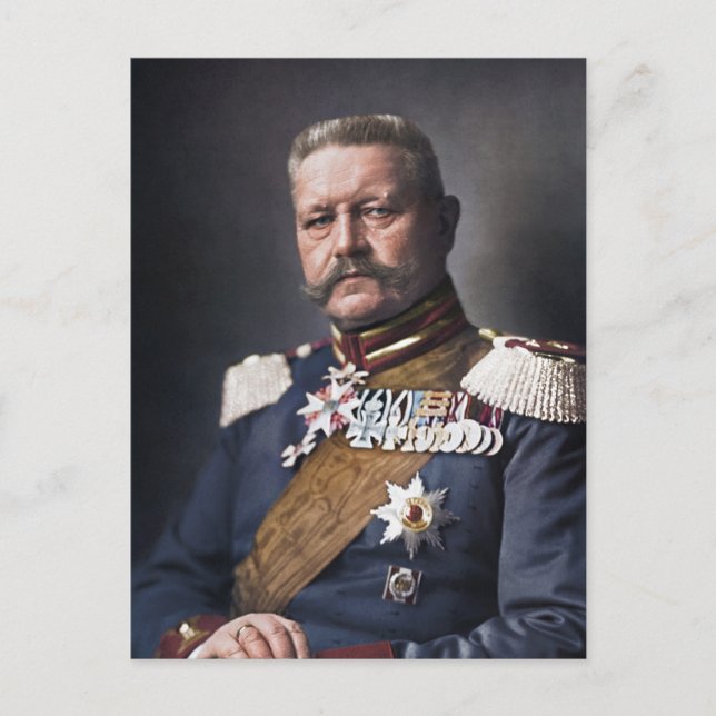 Paul von Hindenburg 1914 färglagd Vykort (Framsida)