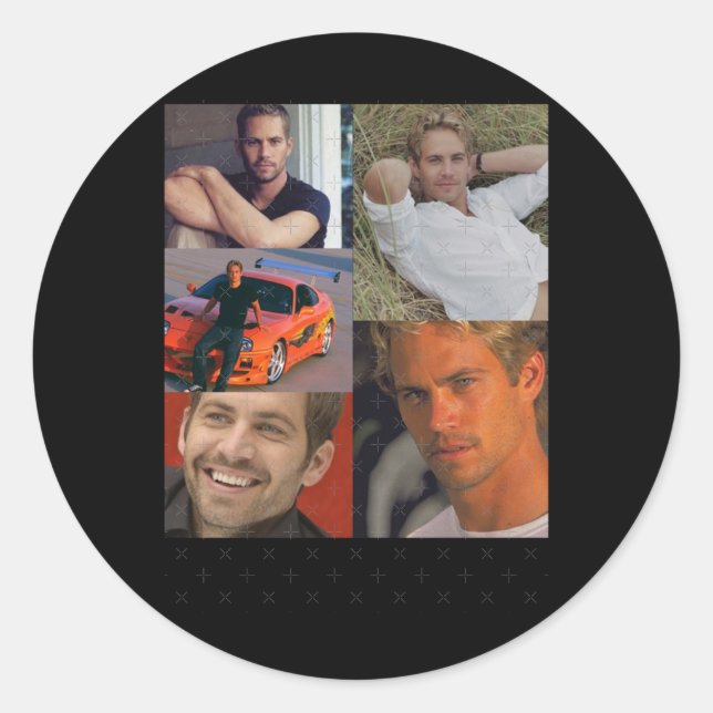 Paul Walker Collage Sticker Runt Klistermärke (Framsida)