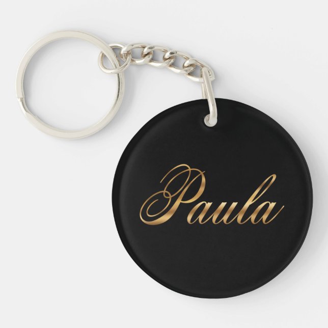 Paula gold Design Lettering Schlüsselanhänger (Framsidan)