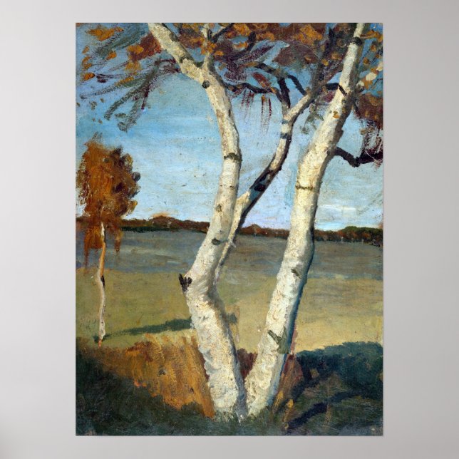 Paula Modersohn-Becker Birch Träd i ett landskap Poster (Framsidan)