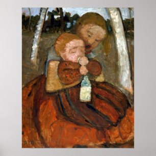 Paula Modersohn-Becker Girl med Småbarn Poster