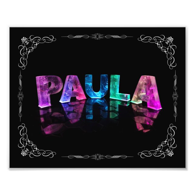 Paula - Namn Paula i 3D Ljus (fotografi) Fototryck (Framsidan)