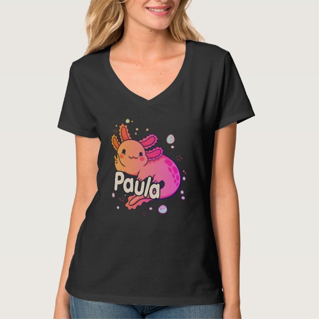 PAULA - Vacker flicka namn med AXOLOTL T Shirt (Framsida)
