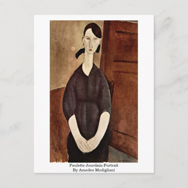 Paulette Jourdain-Porträtt av Amedeo Modigliani Vykort (Framsida)